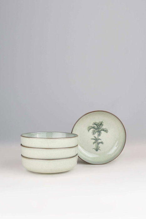 Hermia Set de 4 Tazones de Porcelana Verde 15 cm Hermia Set de 4 Tazones de Porcelana Verde 15 cm